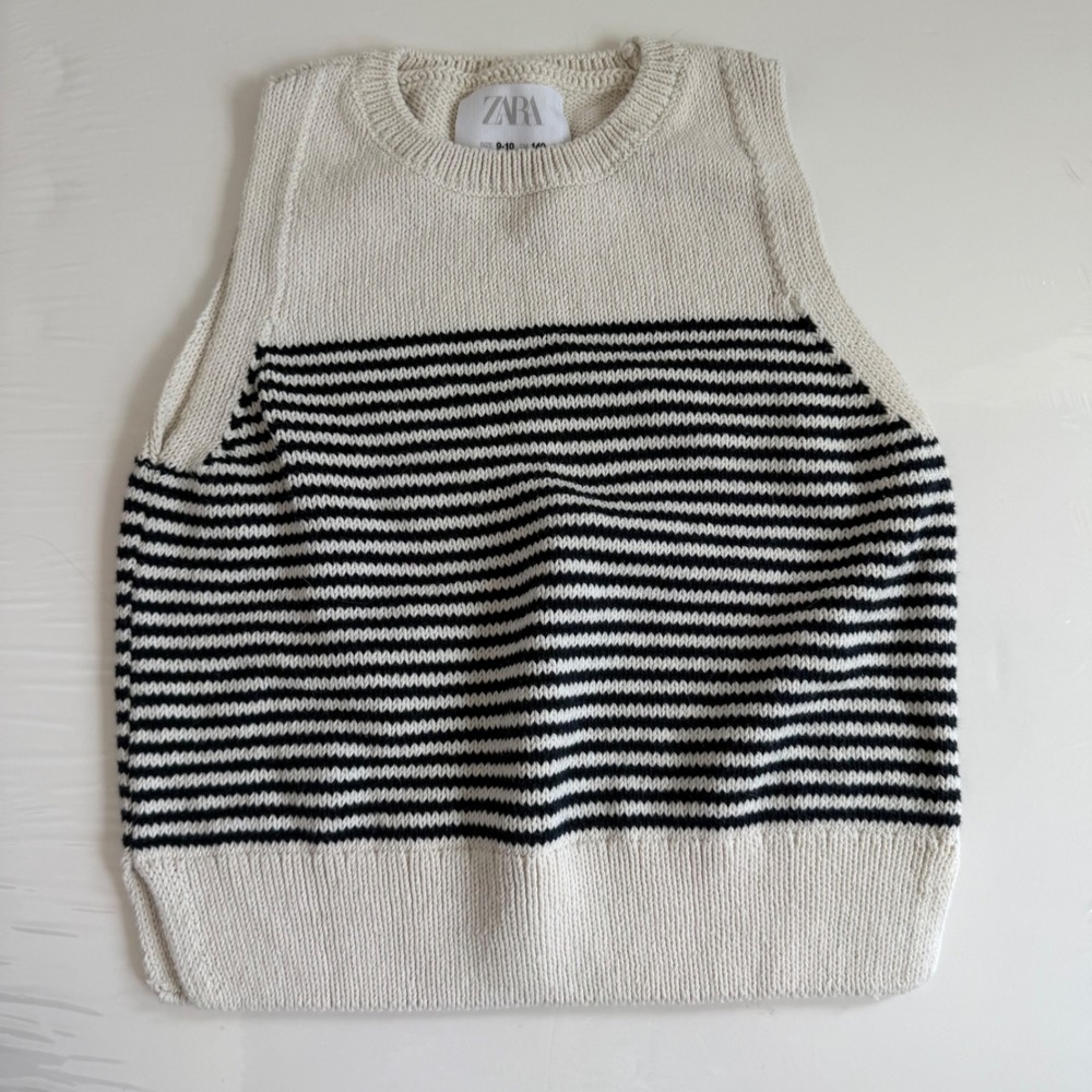 Zara Striped Cotton Sleeveless Sweater Size 9-10